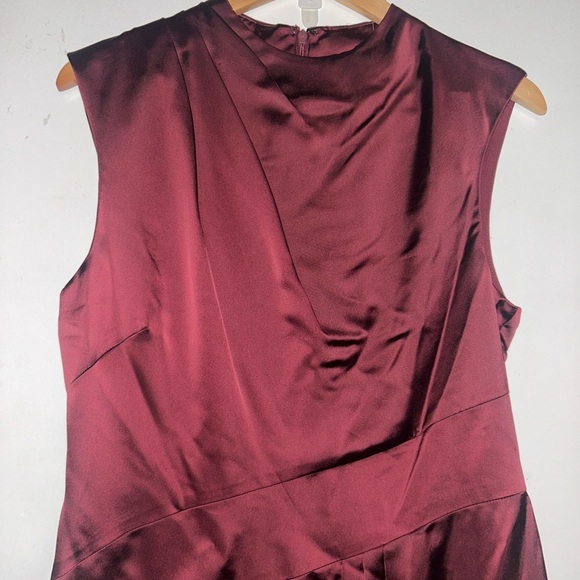 Lauren Ralph Lauren Satin Charmeuse Mock Neck Cocktail Dress (Vintage Burgundy) - Picture 3 of 12